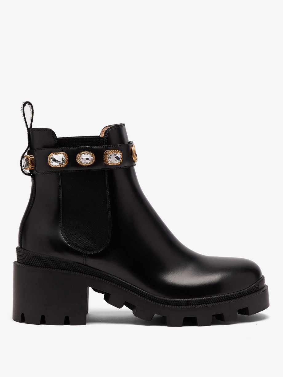 Black Trip embellished leather chelsea boots | |