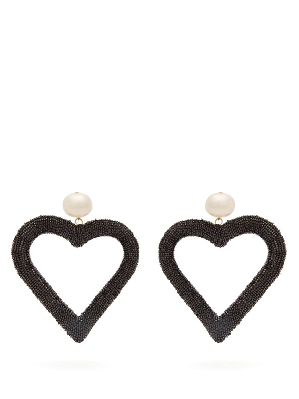Carolina Herrera Beaded heart-drop earrings
