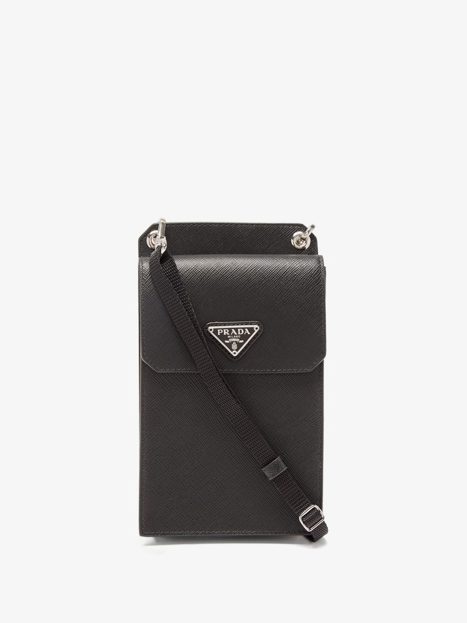 Black Logo-plaque saffiano-leather iPhone® case Prada | MATCHESFASHION UK