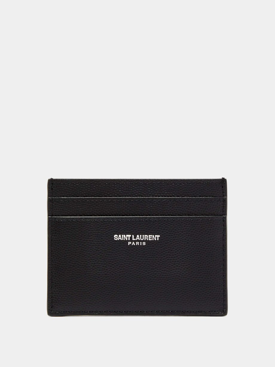 Black Logo-print grained-leather cardholder | Saint Laurent | MATCHES UK