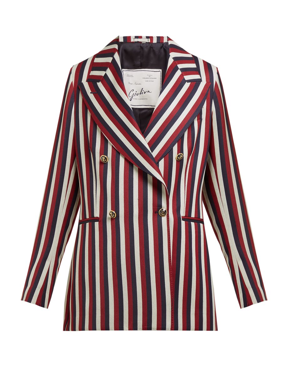 Red The Stella double-breasted striped wool blazer | Giuliva Heritage ...