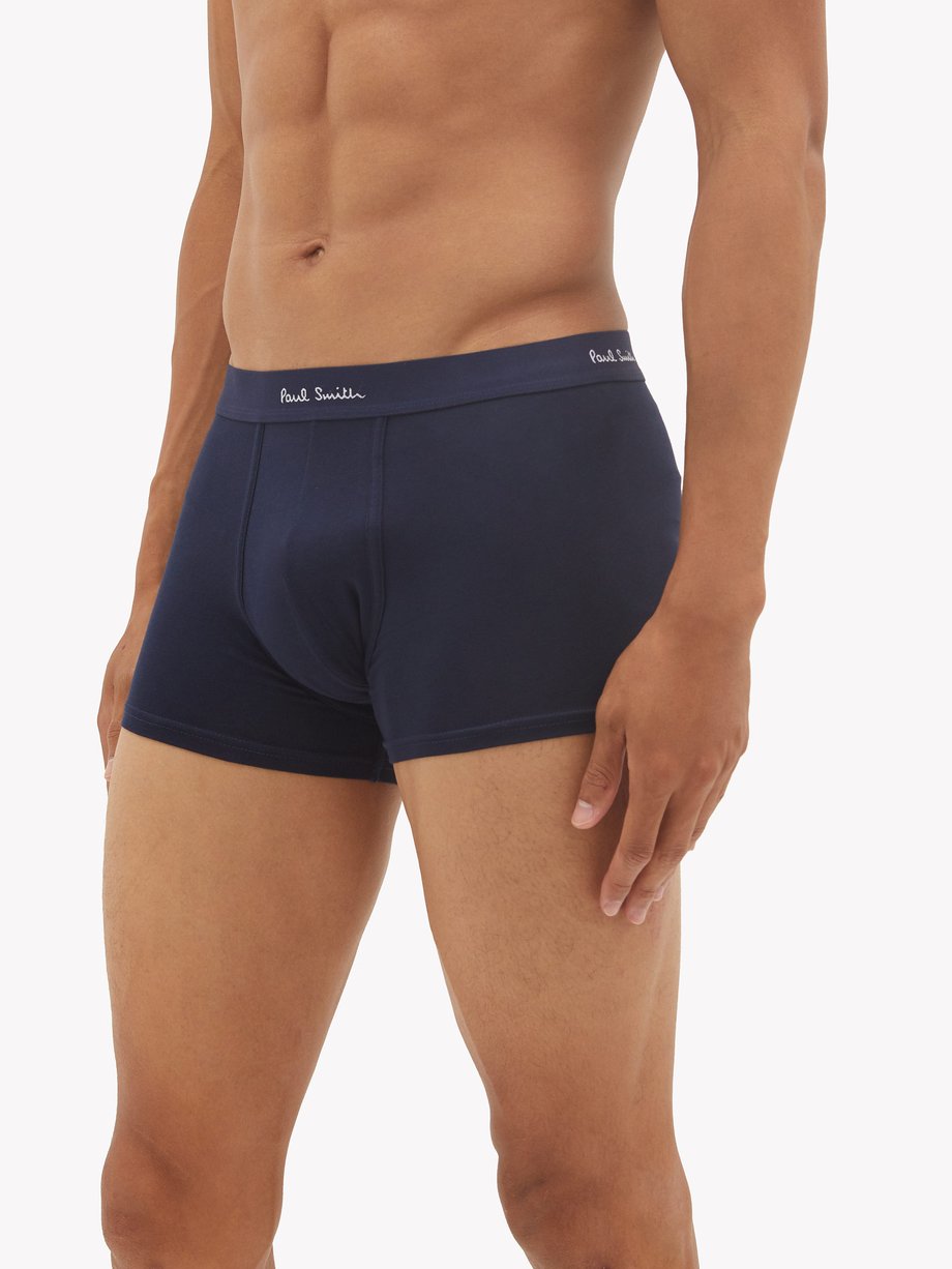 Blue Pack of three cotton-blend boxer briefs, Paul Smith