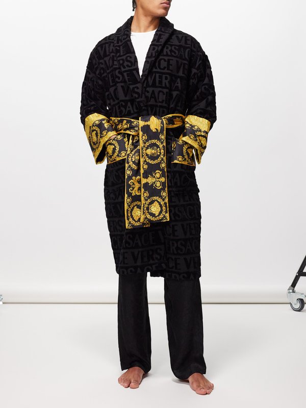 Versace I Love Baroque logo-jacquard cotton-terry bathrobe