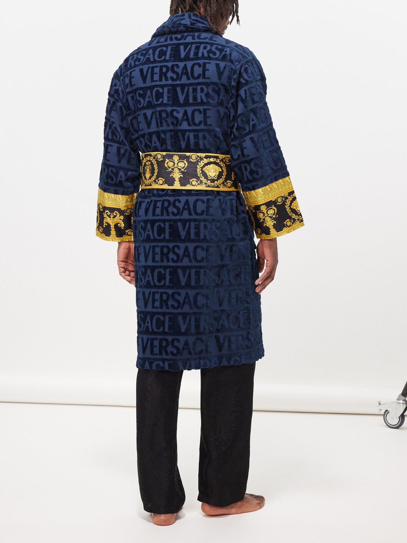 Versace I Love Baroque Logo-jacquard Cotton Bathrobe In Gold, ModeSens