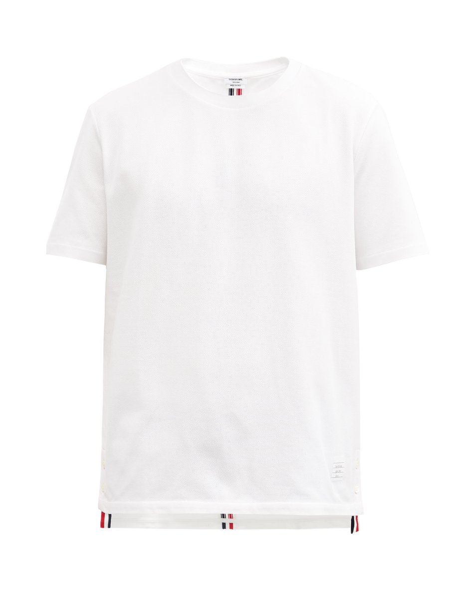 Thom Browne Tricolour-stripe cotton-piqué T-shirt