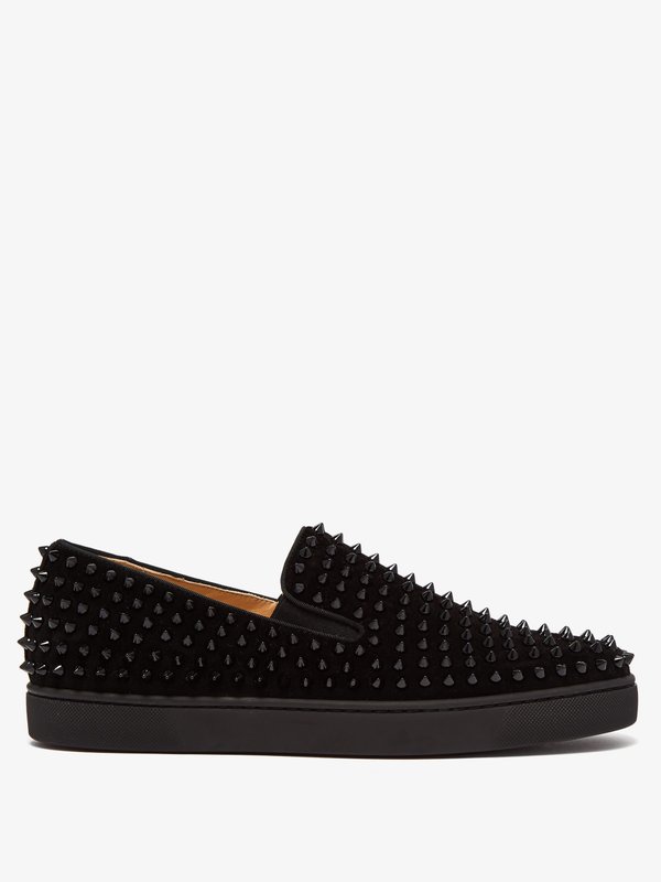 Christian Louboutin Roller-Boat spike-embellished suede trainers