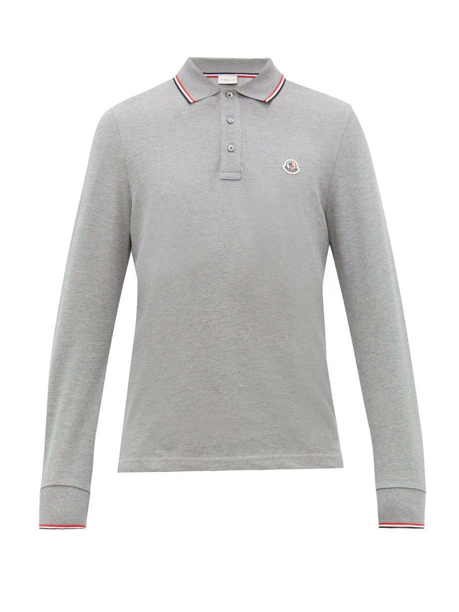 Moncler  Logo-appliqué long-sleeved cotton polo shirt