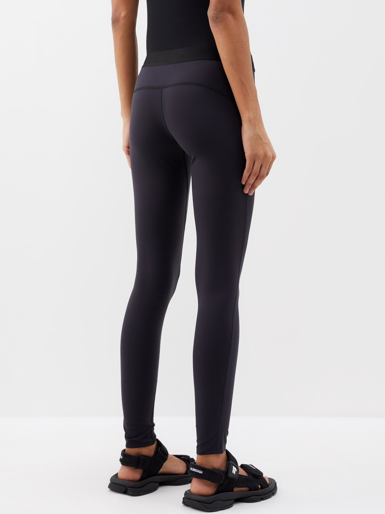 Navy Contrast-waistband leggings, Raey