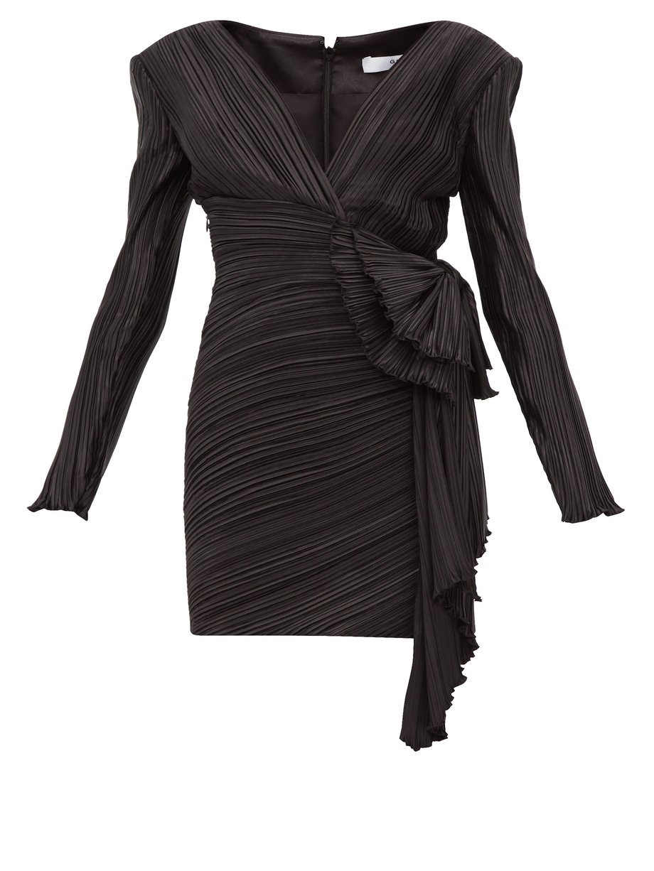 Black Bow-embellished plissé-satin mini dress | Givenchy ...