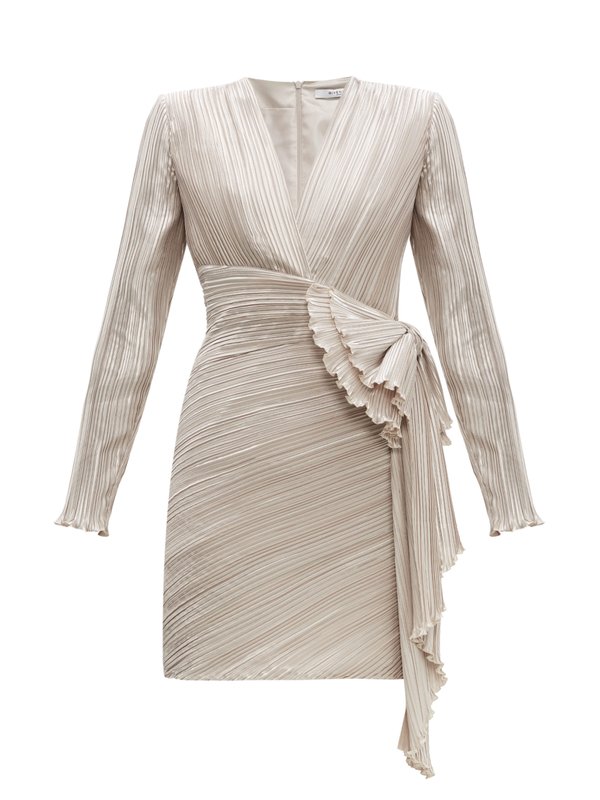 Givenchy Bow-embellished plissé-satin dress