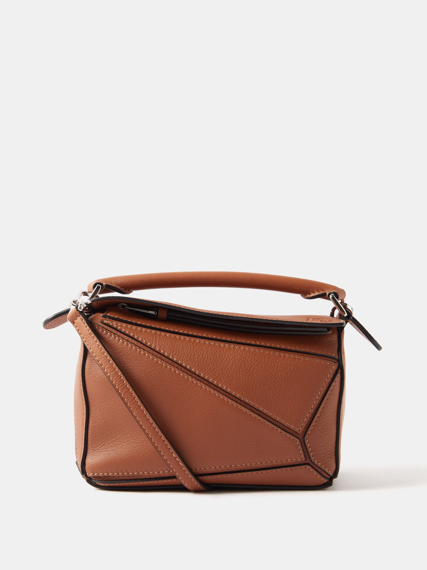 Tan Puzzle mini grained-leather cross-body bag | LOEWE
