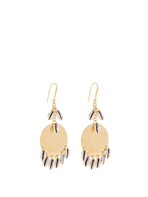 Isabel Marant Shell-charm brass earrings
