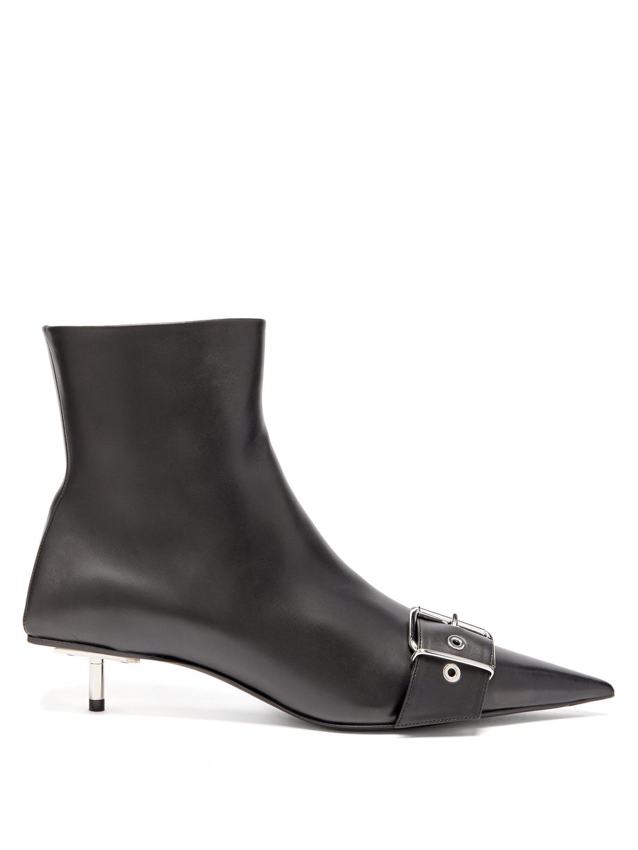 Black Square Knife buckled leather ankle boots | Balenciaga ...