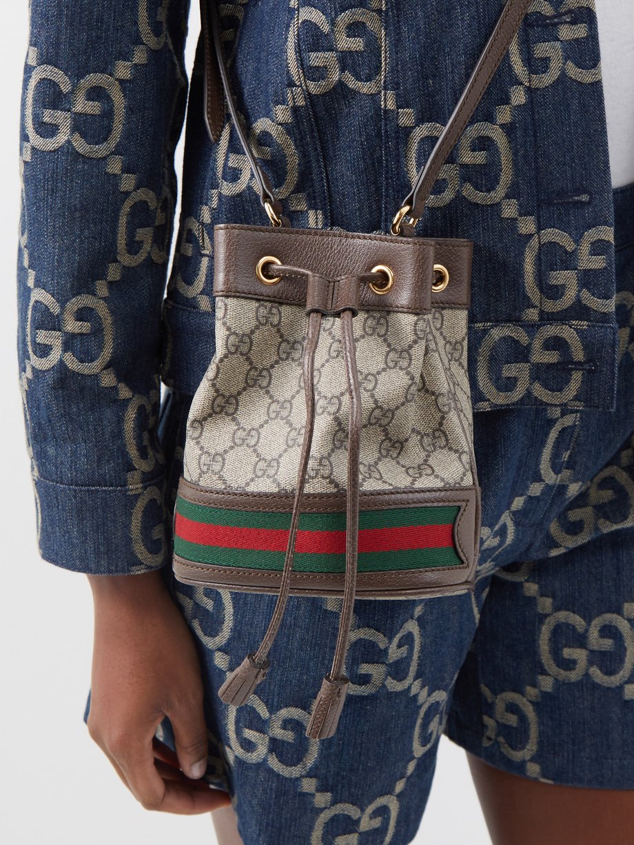 Gucci: Pink Mini Ophidia GG Supreme Shoulder Bag