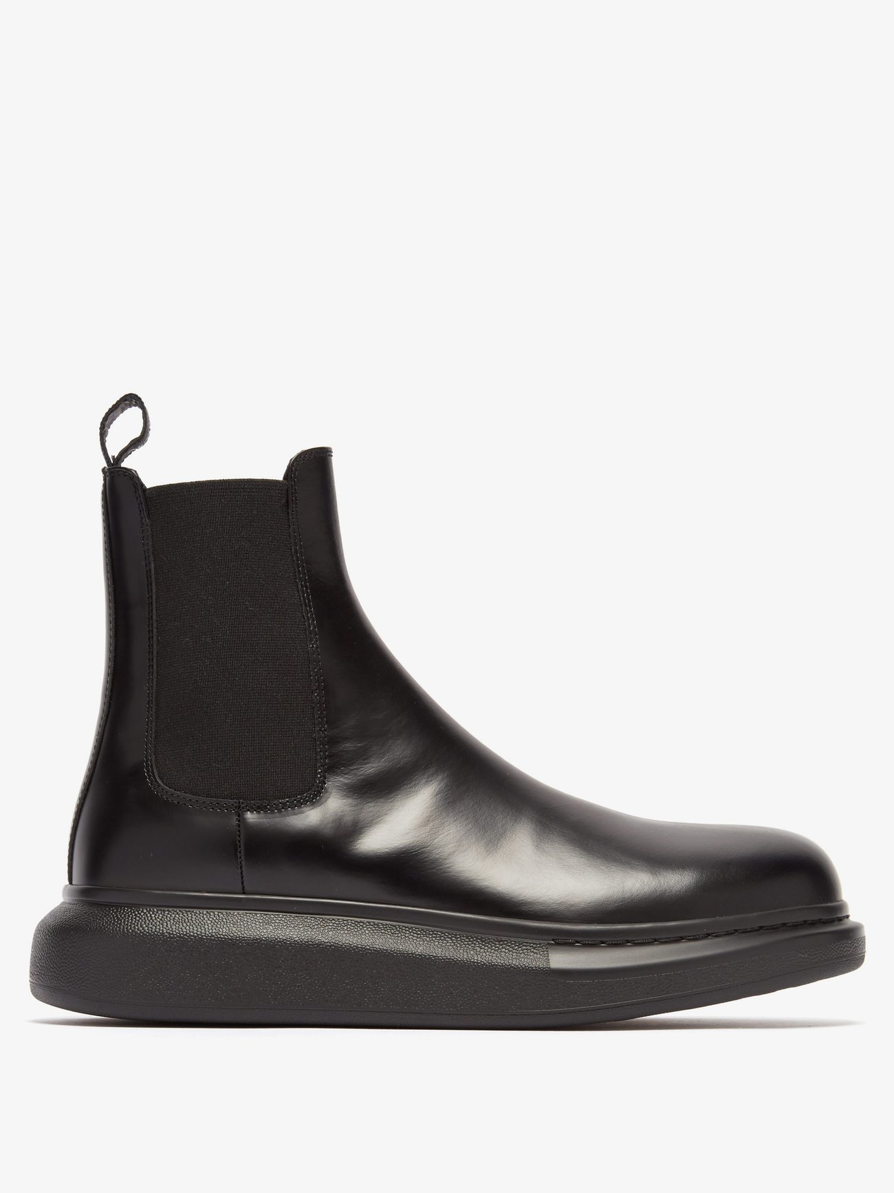 Black Exaggerated sole leather Chelsea boots | Alexander McQueen ...