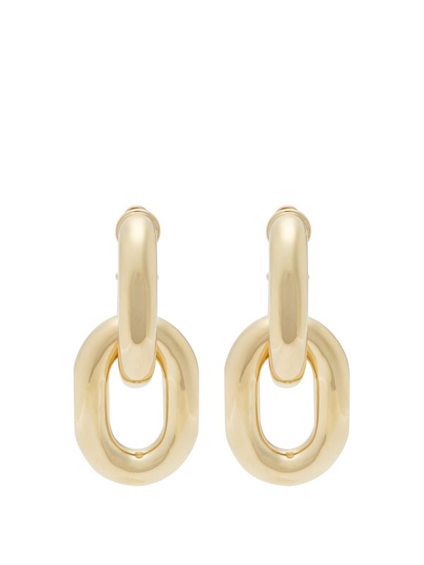 Rabanne Hanging-hoop brass earrings