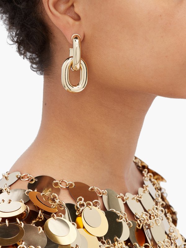 Rabanne Hanging-hoop brass earrings