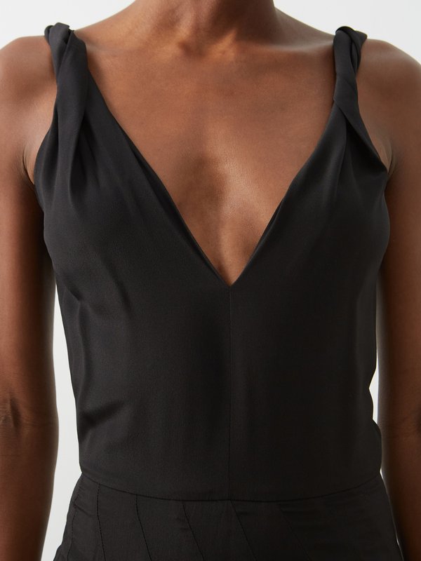 Black Multi-seam twist-strap silk dress | Raey | MATCHES UK