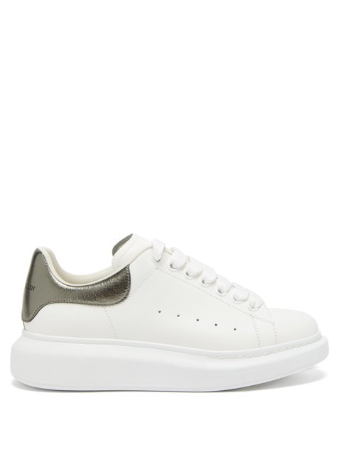Alexander McQueen White/Silver Croc Embossed and Leather Larry Sneakers  Size 40.5 Alexander McQueen | TLC