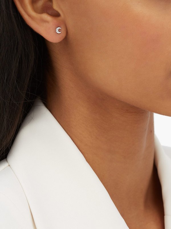 Maria Tash Moon diamond & 18kt white-gold single earring