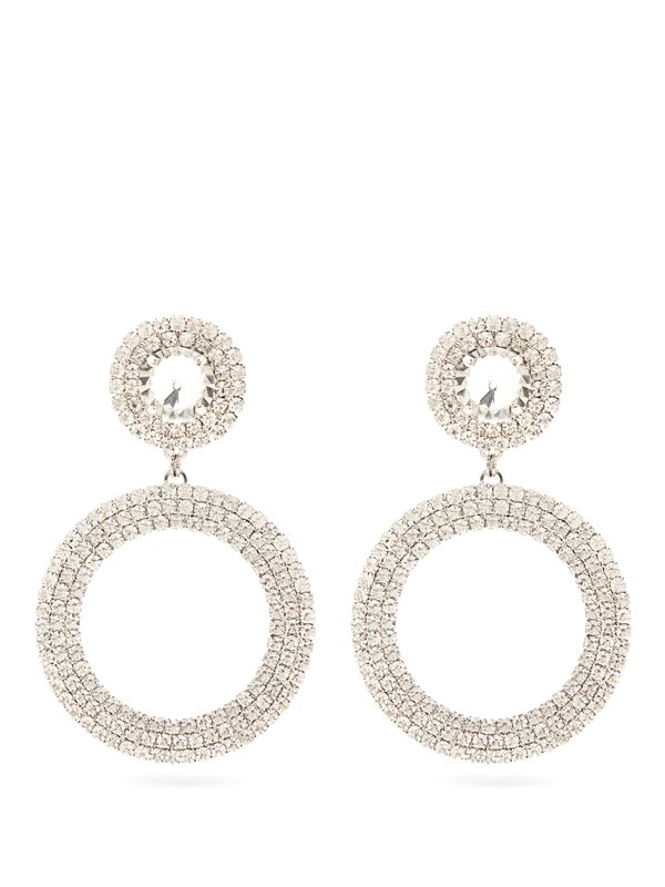 Alessandra Rich Crystal circular-drop clip earrings