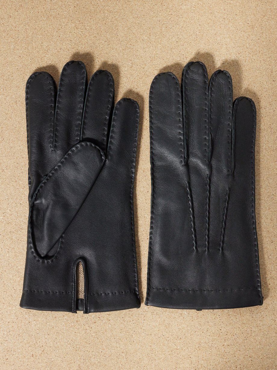 US | MATCHES leather Dents | Black Shaftesbury touchscreen gloves