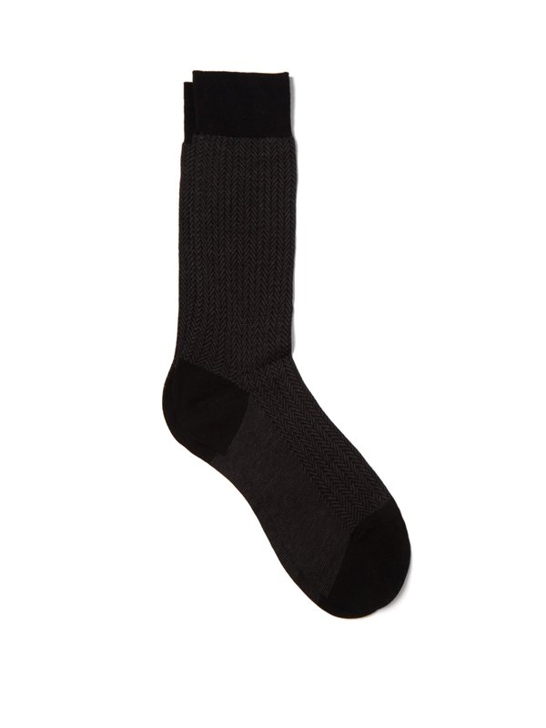 Pantherella Fabian herringbone cotton-blend socks