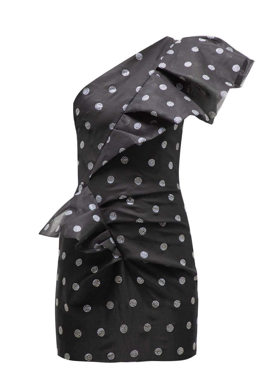 Alexandre Vauthier Crystal polka-dot asymmetric silk-organza dress