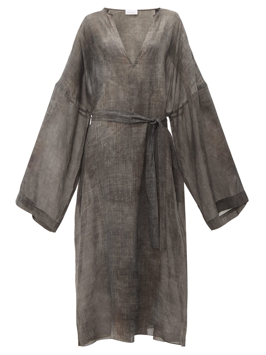 Grey Wide-sleeve sheer-linen beach dress | Raey | MATCHESFASHION US