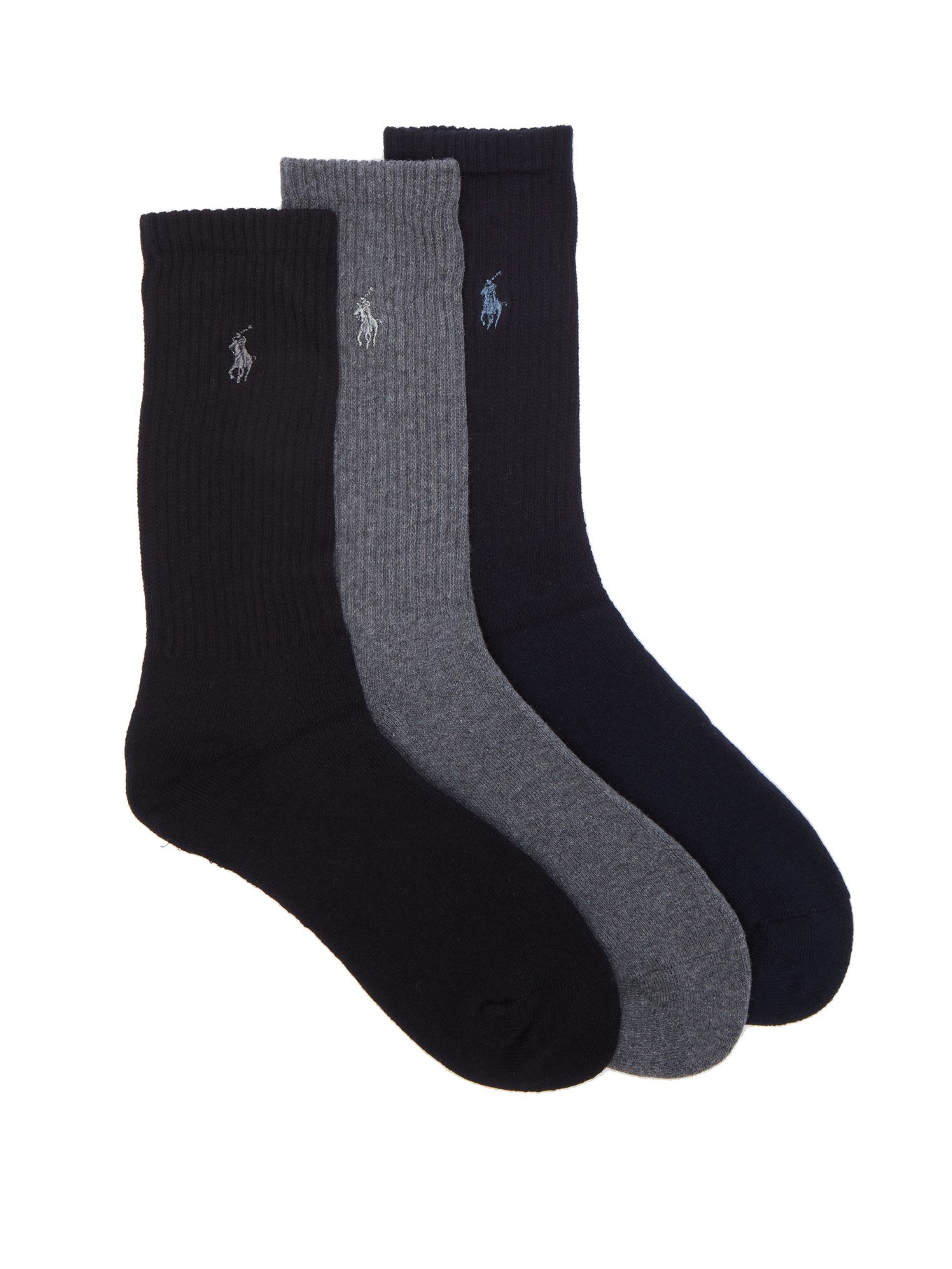 Black Pack of three logo-embroidered socks | Polo Ralph Lauren |  MATCHESFASHION US