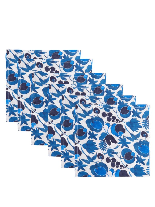 La DoubleJ Set of six Wildbird-print linen napkins