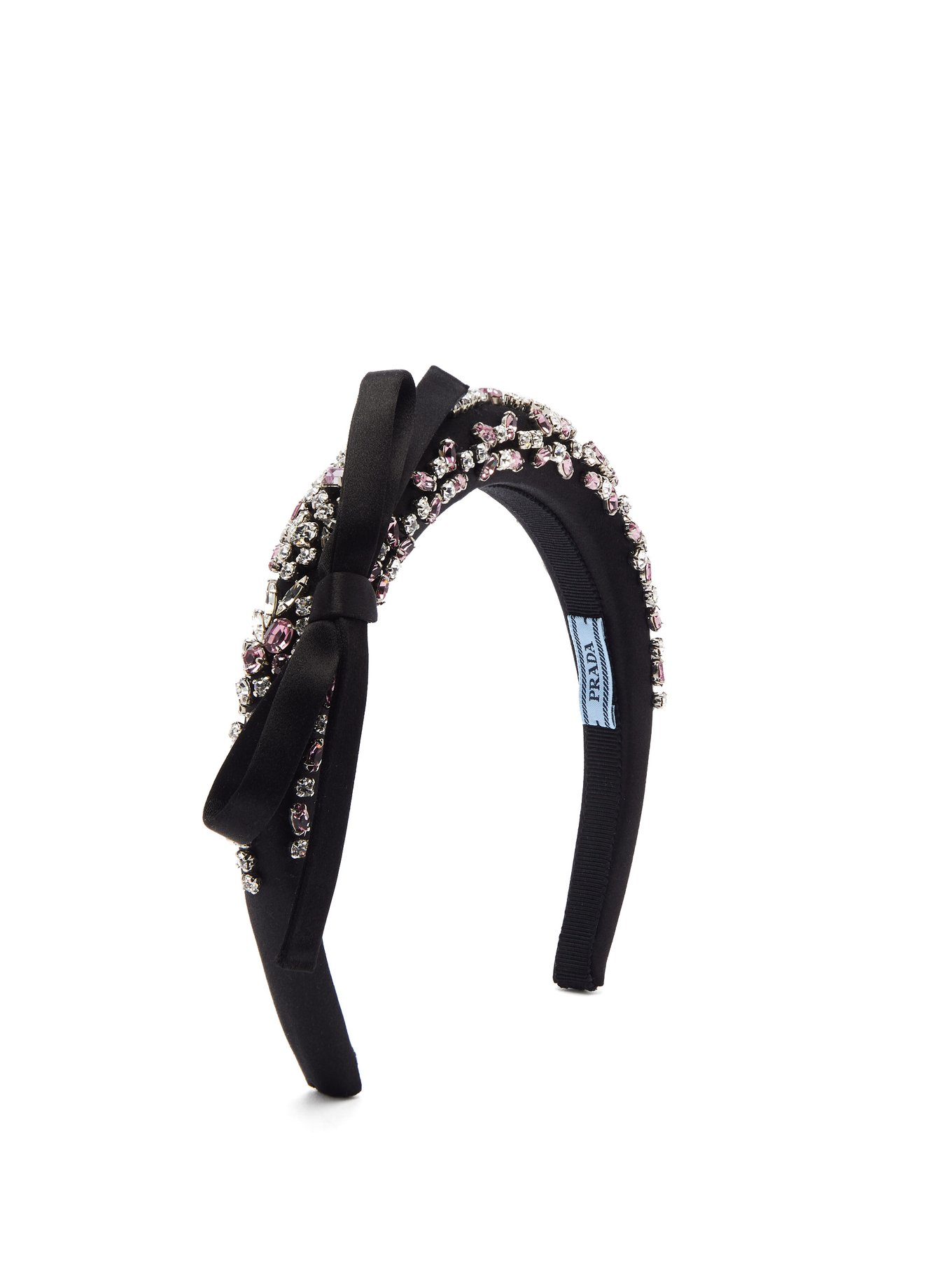 Black Crystal-embellished bow-appliquéd satin headband | Prada |  MATCHESFASHION US
