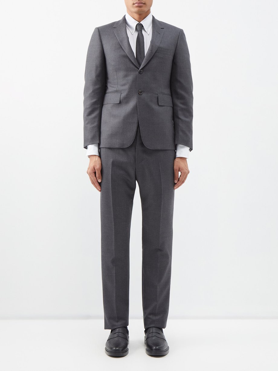 Grey Single-breasted wool-fresco suit and tie | Thom Browne ...