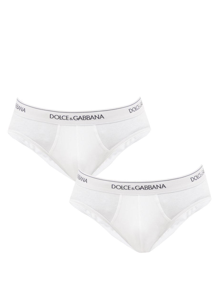 White Pack of two logo-jacquard cotton-blend briefs | Dolce & Gabbana ...