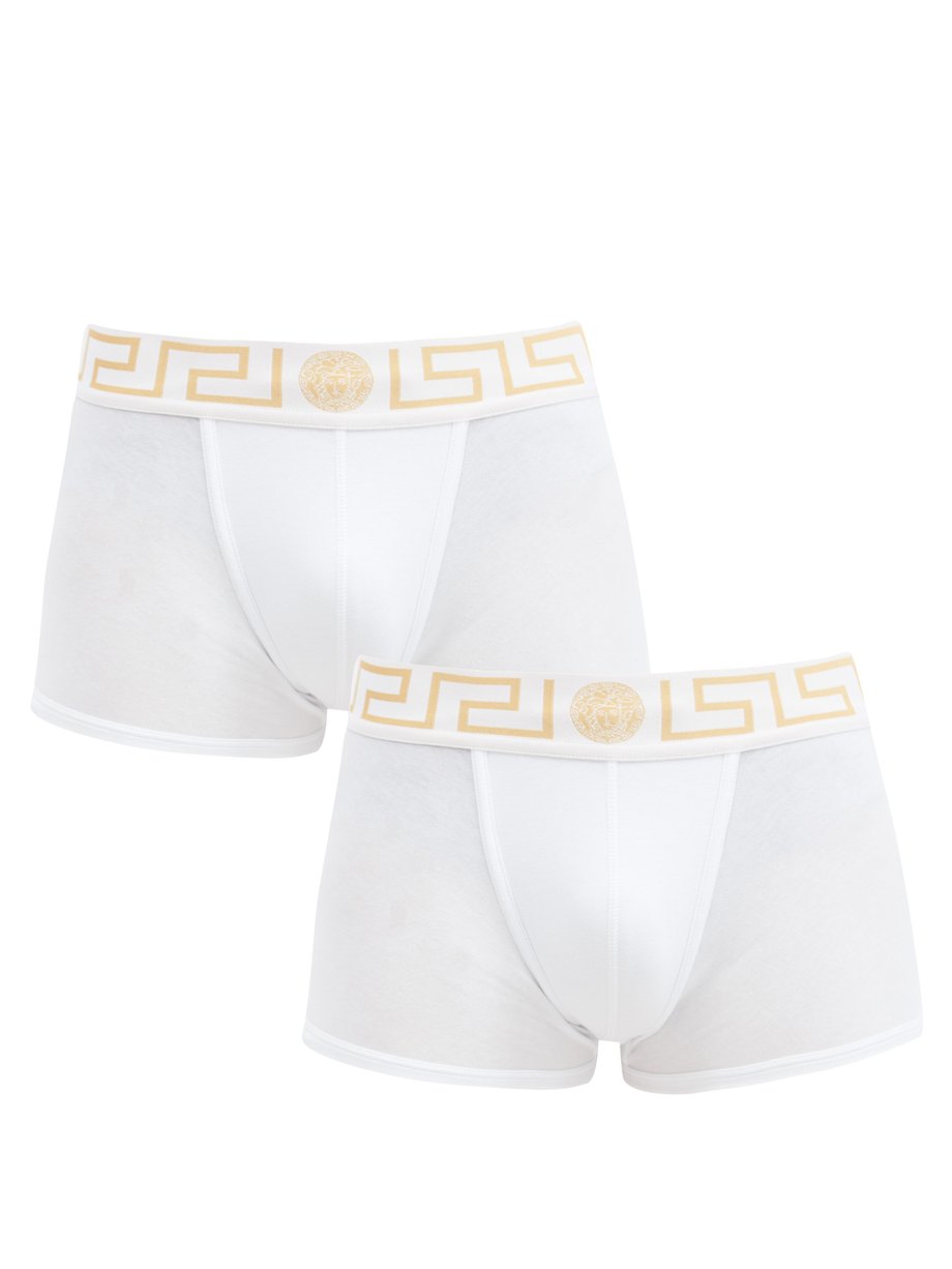 White Pack of two logo stretch-cotton boxer briefs | Versace ...