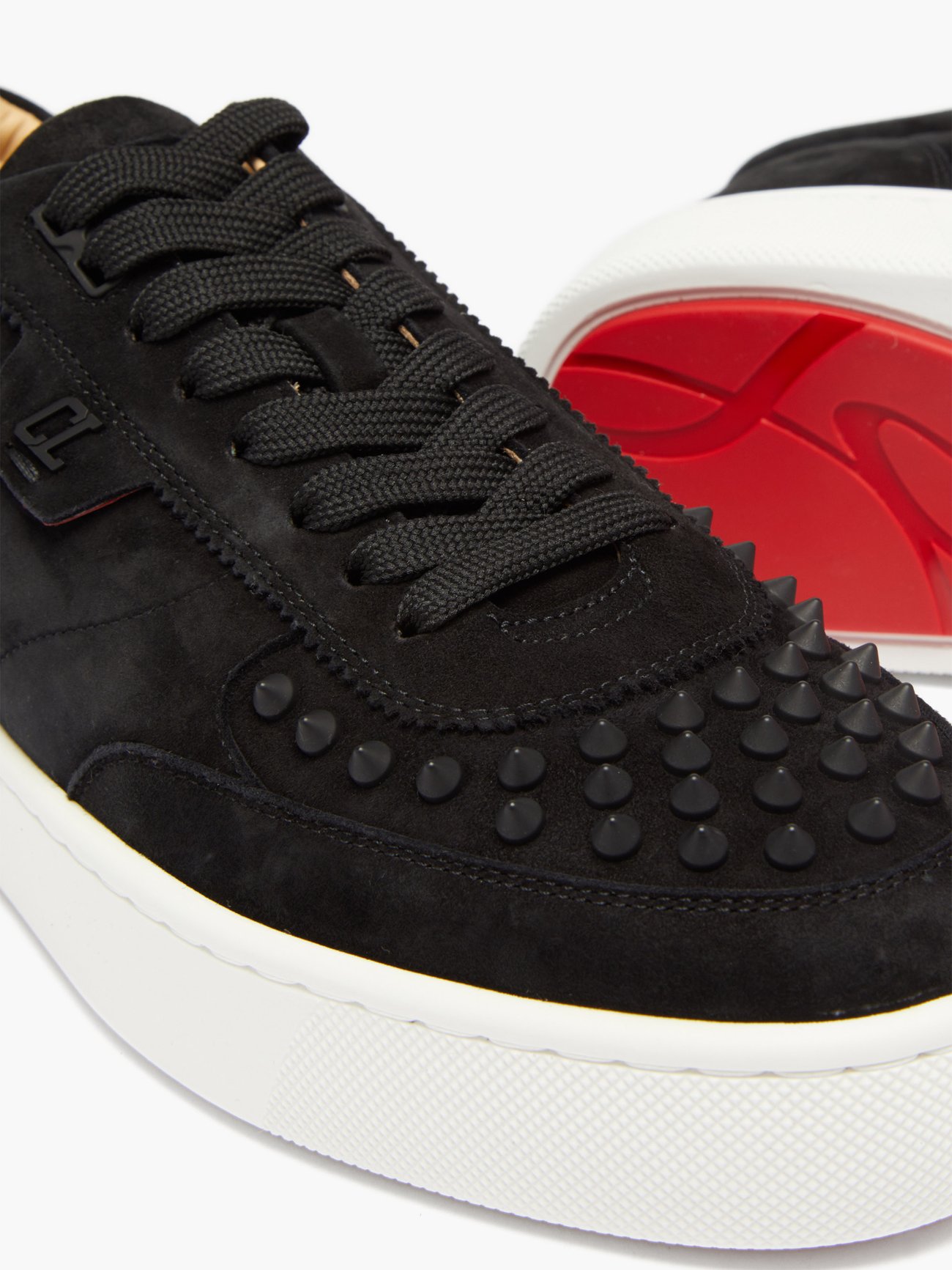 Christian Louboutin New $945 Spikes Sneakers Shoes Trainers 47 - 14