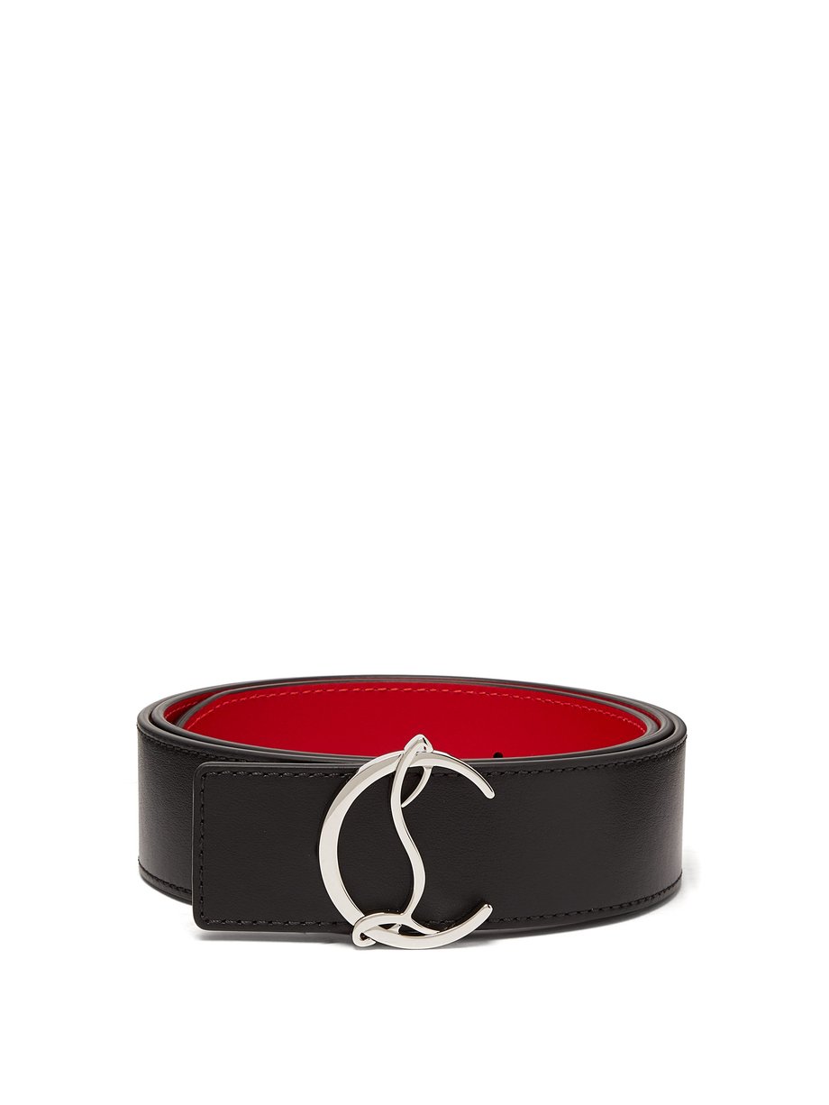 Black Monogram-buckle leather belt | Christian Louboutin | MATCHES UK