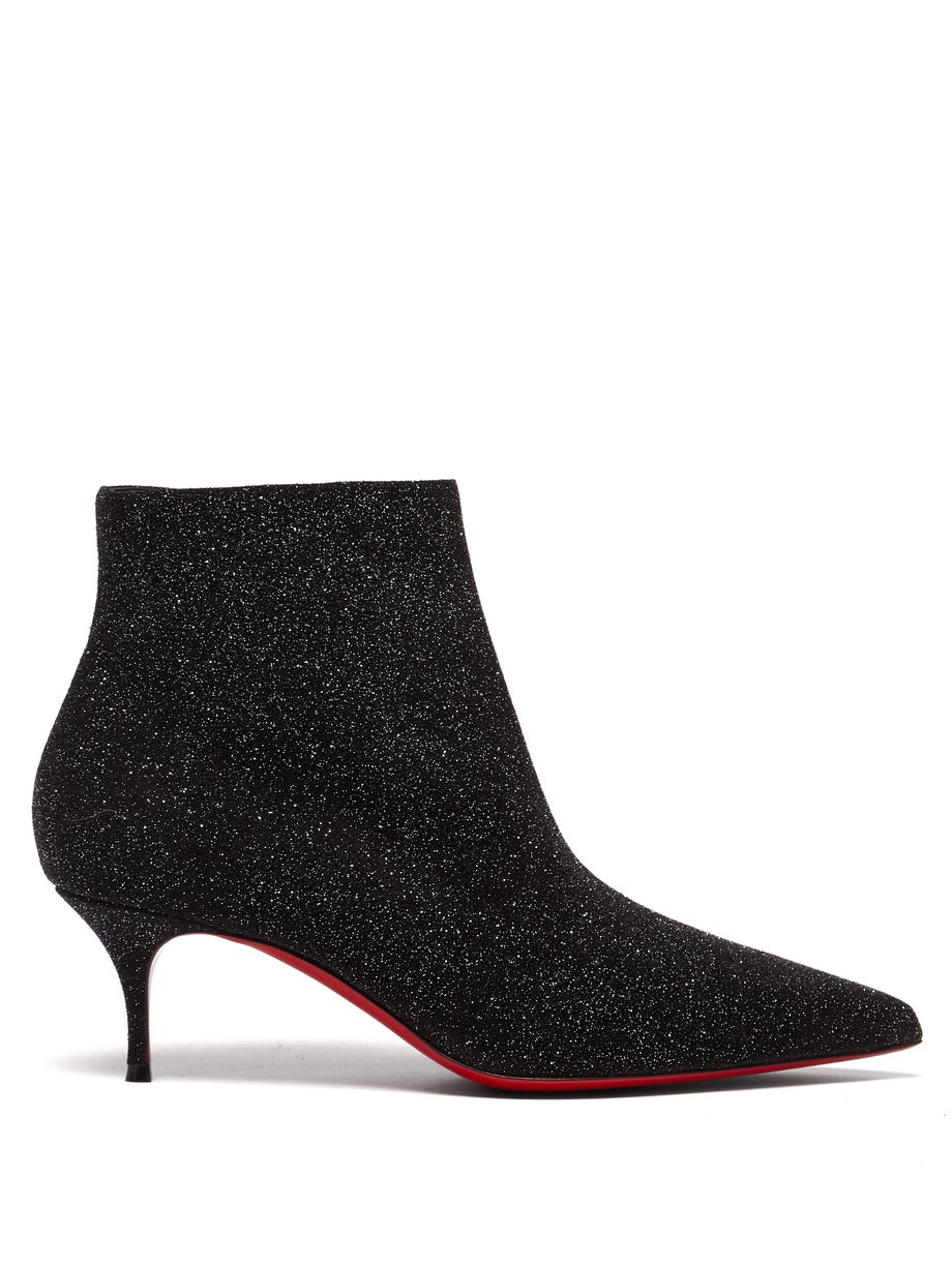 Black So Kate Booty 55 glittered-leather ankle boots | Christian ...
