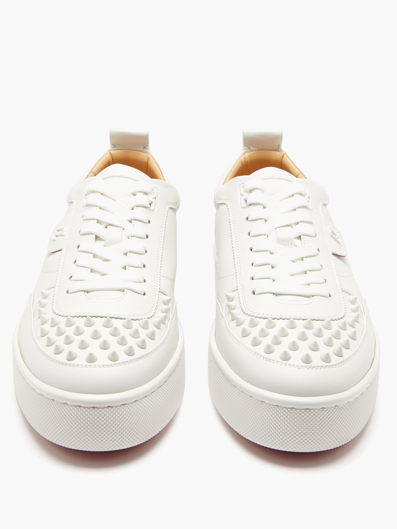 Christian Louboutin Outlet: Happyrui Spikes leather sneakers - White