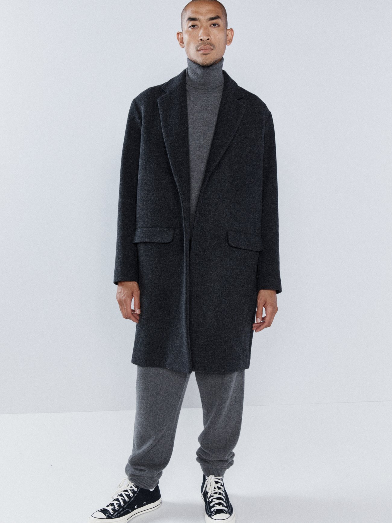 Grey Single-breasted wool-blend coat | Raey | MATCHES UK