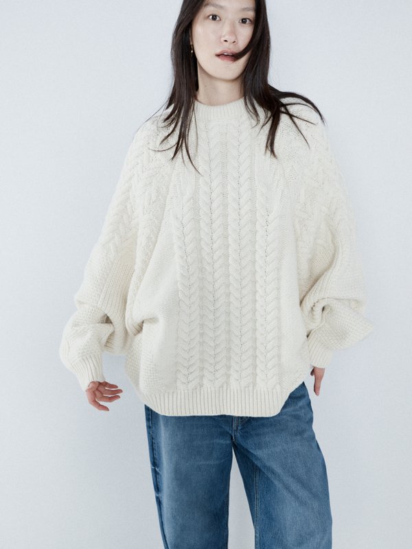 Raey Oversized contrast-panel wool-blend sweater