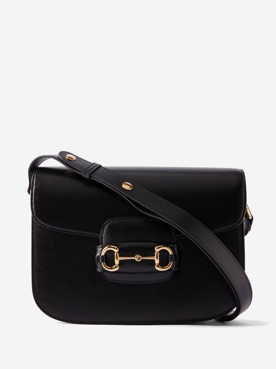 Black 1955 Horsebit leather shoulder bag, Gucci