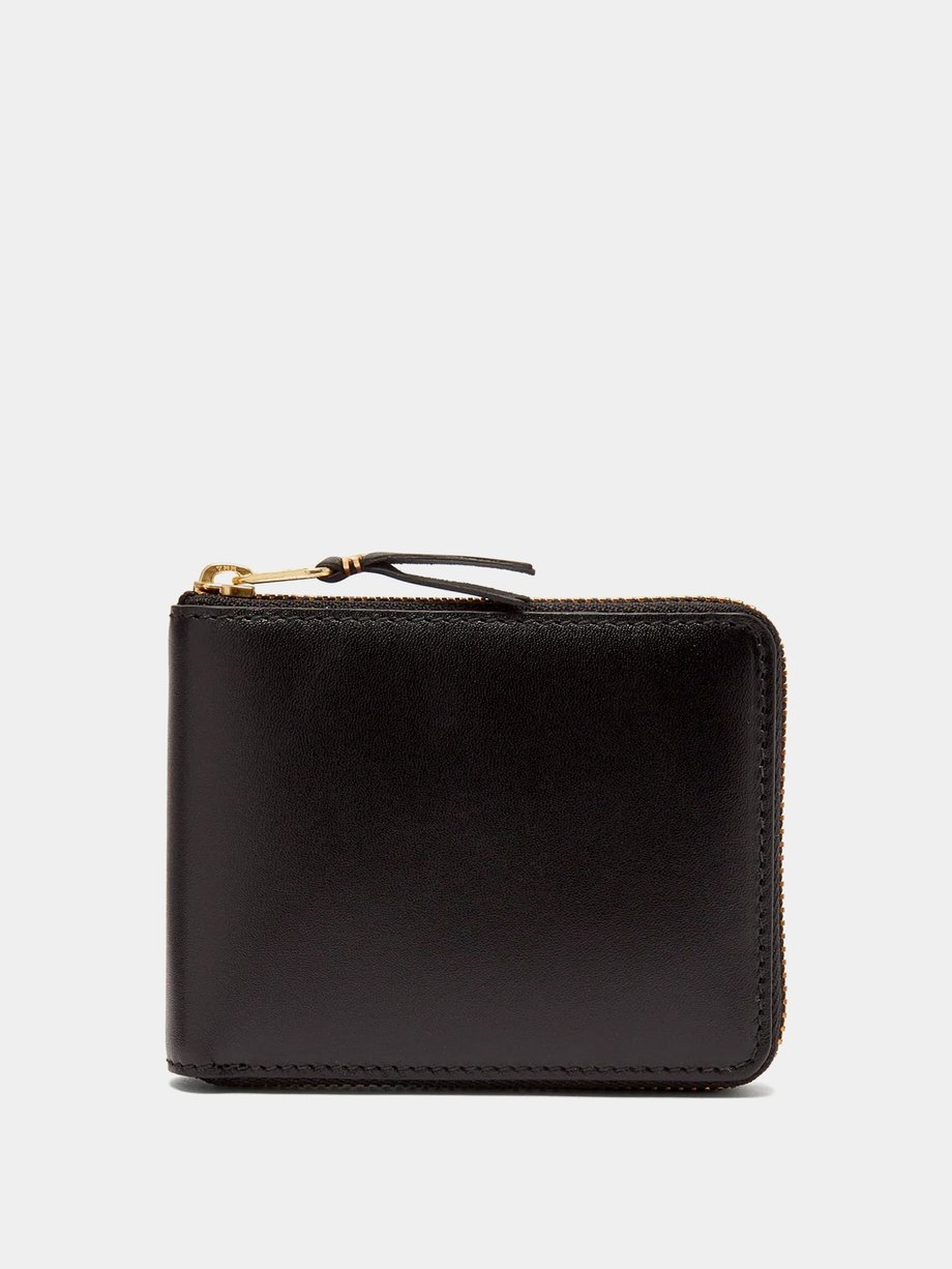 Black Zip-around leather bi-fold wallet | Comme des Garçons Wallet ...