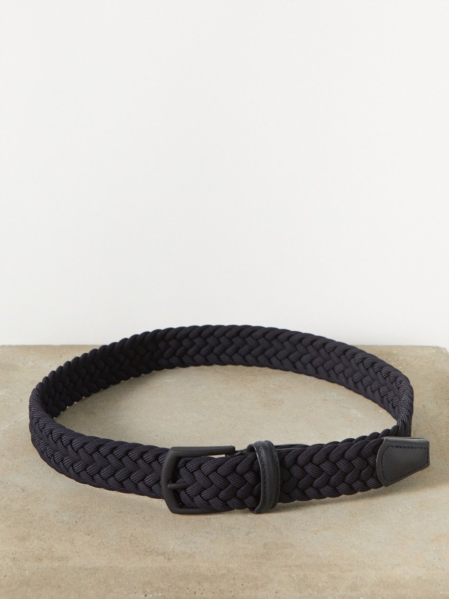 Navy Woven elasticated belt, Anderson's
