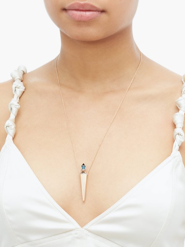 Diane Kordas Topaz & 18kt rose-gold amulet necklace
