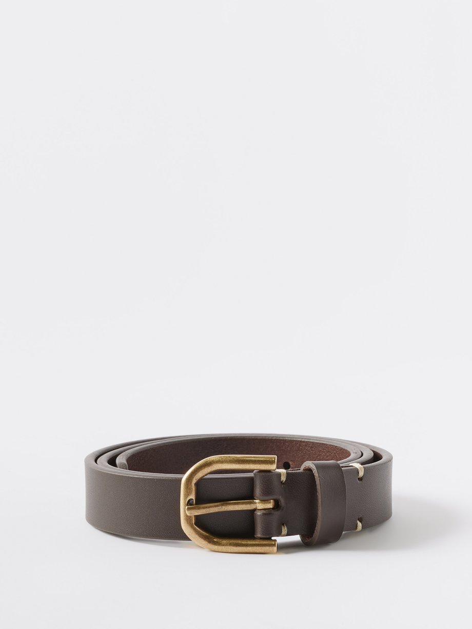 Brown Slim bridle-leather belt | Raey | MATCHES UK