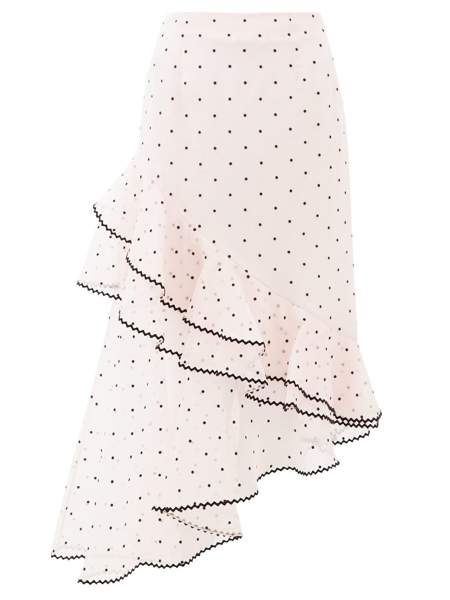 Pink Antoinette polka-dot ruffled silk-blend skirt | Erdem | MATCHES US