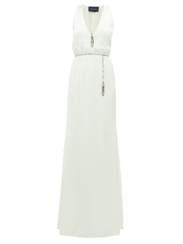 Julie De Libran Martine crystal-belt silk-charmeuse gown