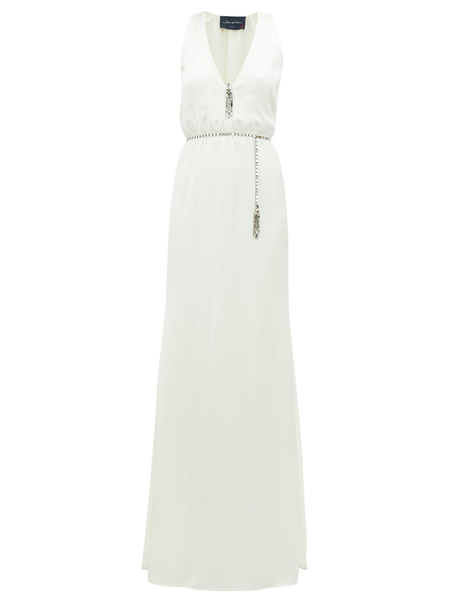 Julie De Libran Martine crystal-belt silk-charmeuse gown