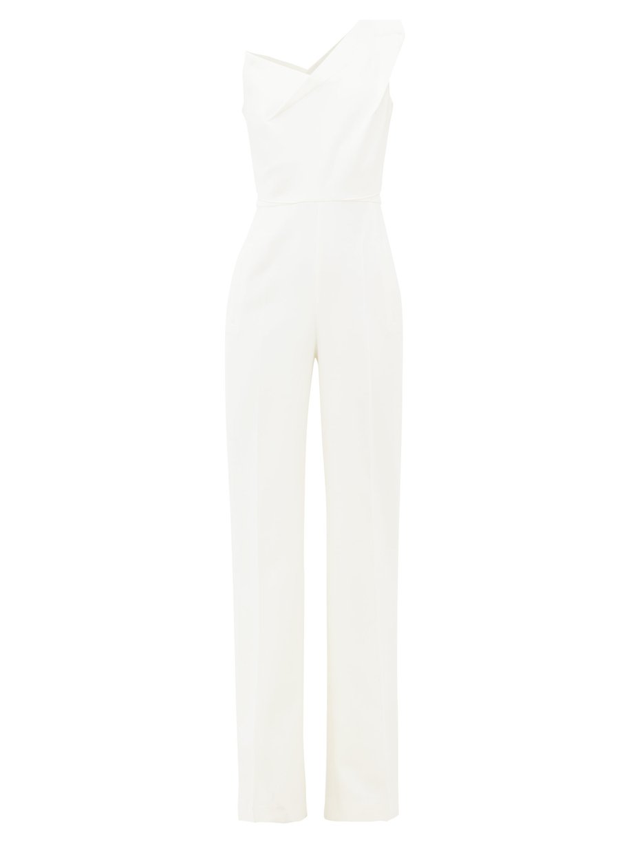 White Platano one-shoulder wool-crepe jumpsuit | Roland Mouret ...